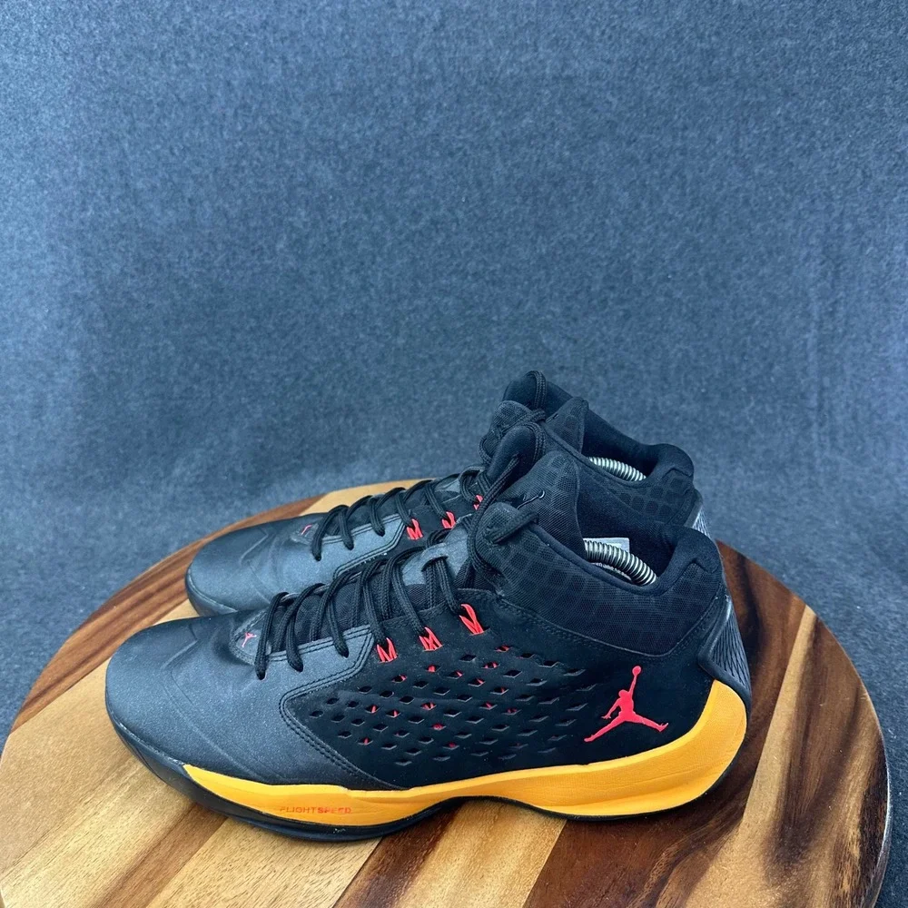 Nike Air Jordan Rising High Men's 11 Black Orange Flight Plate Sneakers Athletic